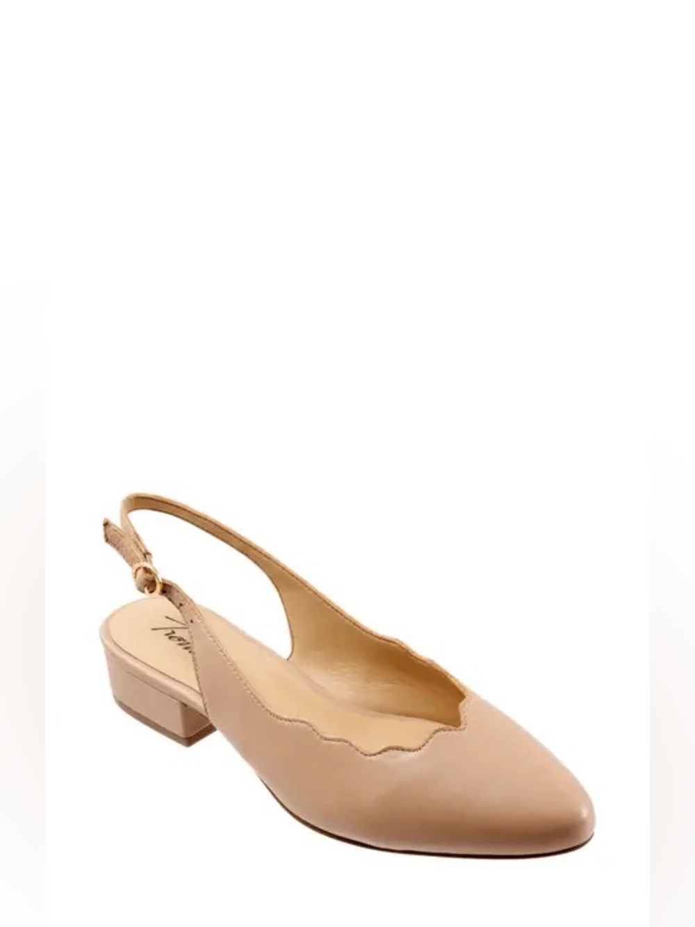 Women's Nude Scalloped Slingback Low Heel Pumps Trotters Joselyn 9.5w